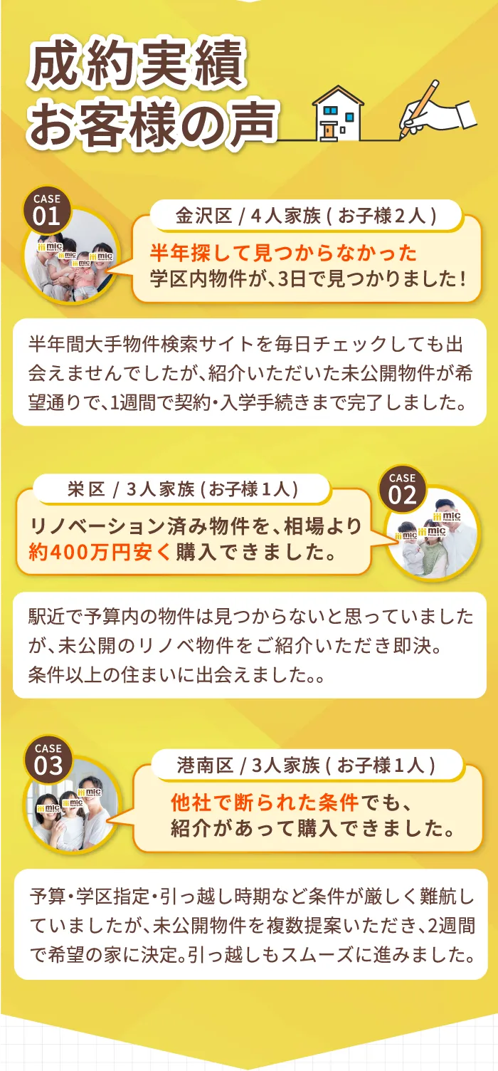 成約実績お客様の声